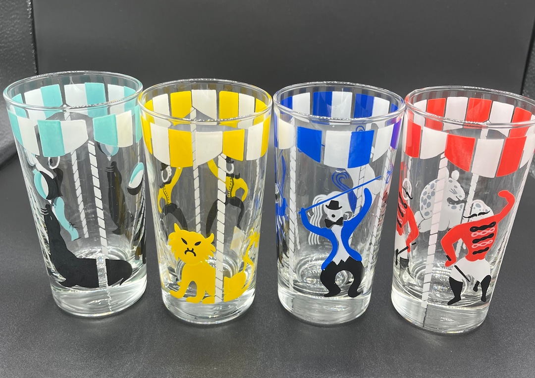Vintage 1946 Libbey Circus Tumbler Glasses Etsy