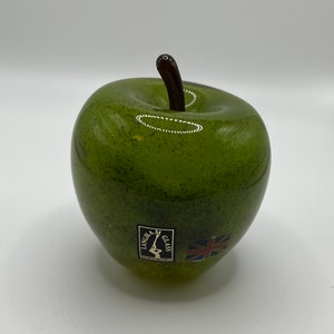 Langham England Apple Glass Paperweight Signed