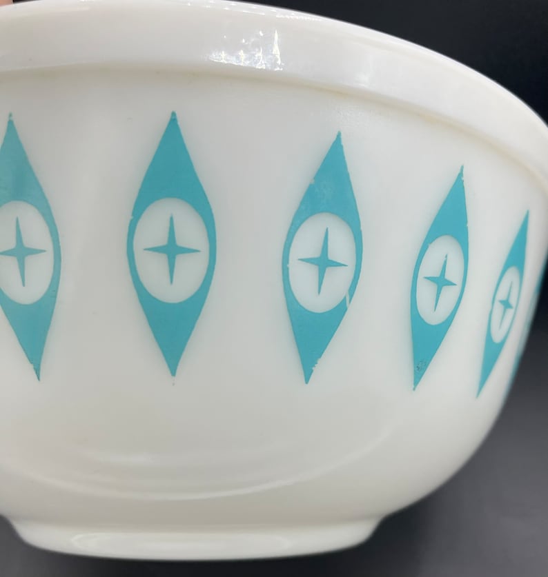 Pyrex Patterns Atomic RARE Pyrex Atomic Eyes Bowl, Turquoise and White Pyrex 403 - Etsy