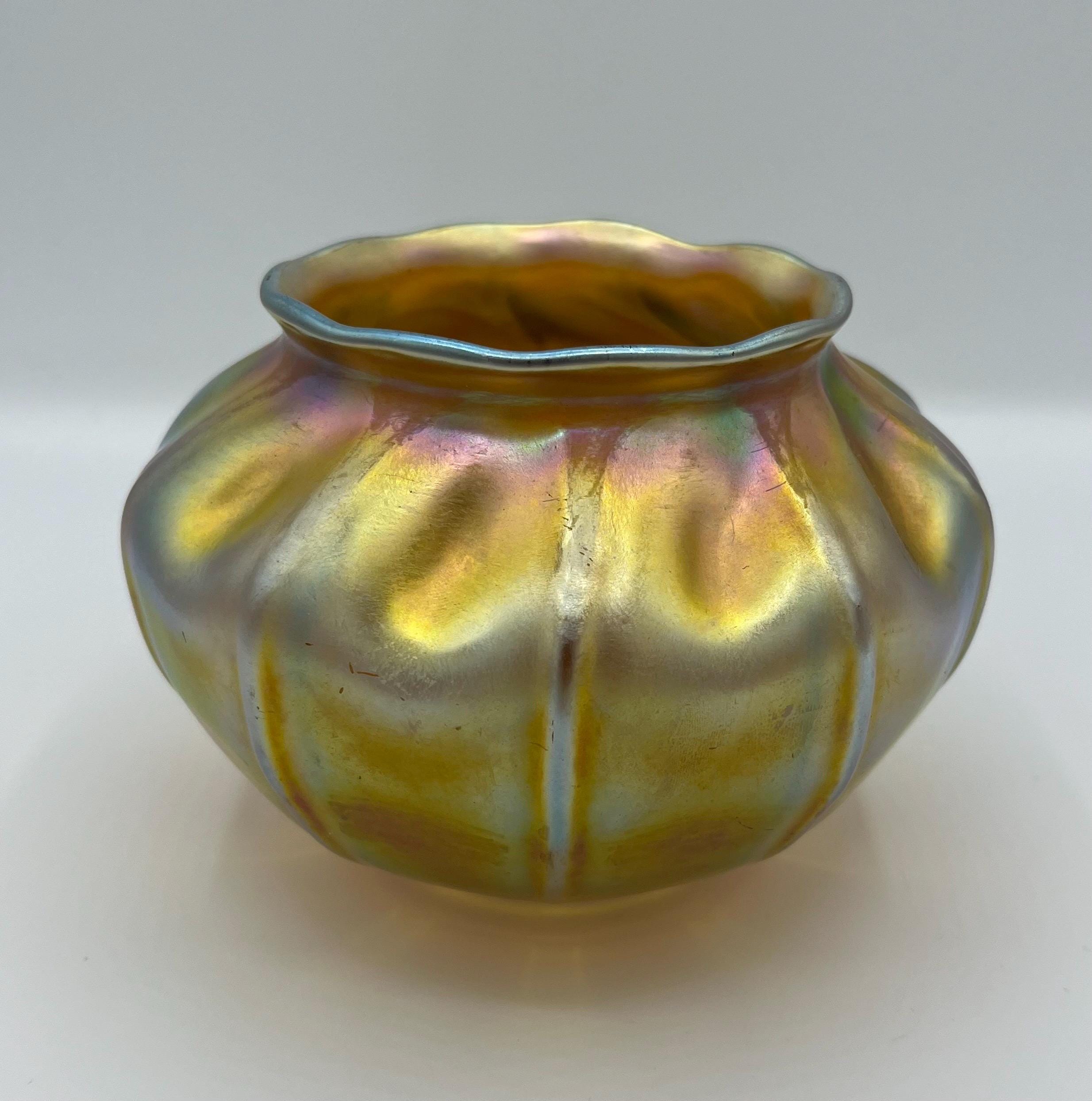 Louis Comfort Tiffany Studios Favrile Iridescent Art Glass Vase