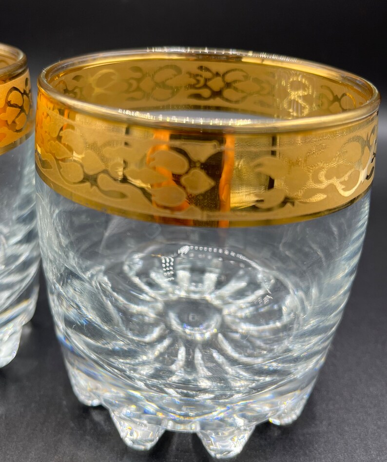 Vintage Paşabahçe Turkey Art of Glass Gold Rim Rocks Glasses, Set of 2 ...