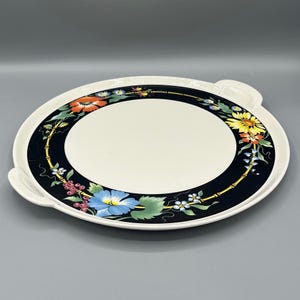 Villeroy and Boch Fine Xenia Handled Cake Plate, Floral Porcelain, Art Deco Style, Made in Germany, Vintage