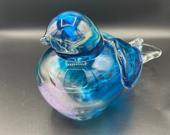 Large Blown Glass Blue Bird Art Glass