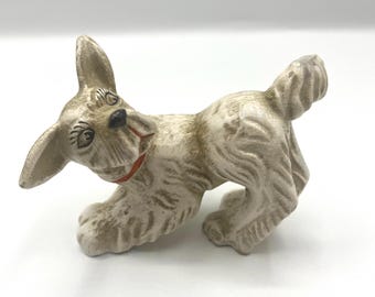 White Dirty Dog Ceramic Figurine, Terrier Decor, Dog Lover Gift