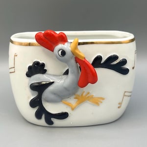 Vintage 1950s Rooster Planter, Made in Japan, Mid-Century Ceramic Vase, Kitschy Chicken Decor, Retro Kitchen Accent