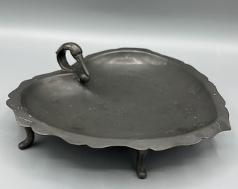 Vintage Pewter Swan Trinket Dish, Footed Art Nouveau Style Dish