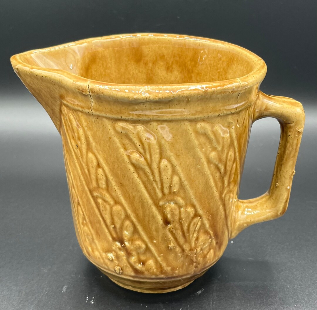 Vintage Brown USA Pottery Pitcher Etsy