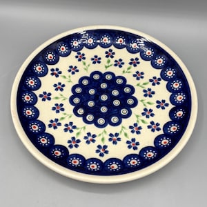 Boleslawiec Polish Pottery Peacock Dessert Plate 8”, Made in Poland