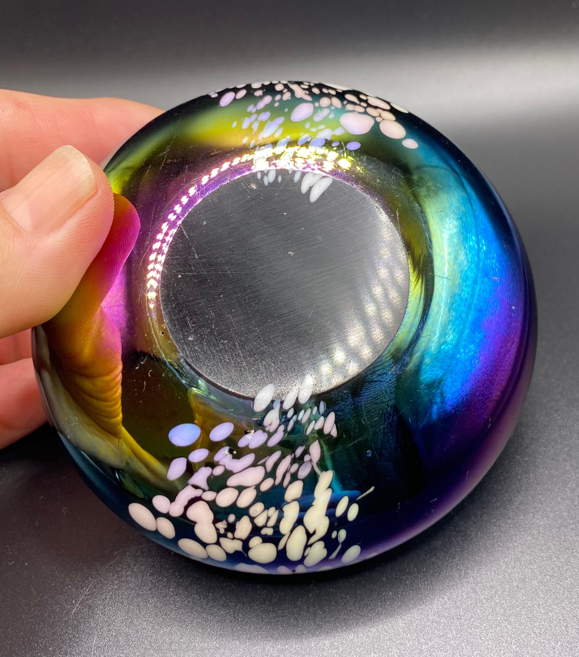 Iridescent Oil Slick Glass Paperweight, Rainbow Colored Art Glass - Etsy