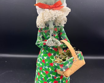 Unique Christmas Rat Lady with Bonnet and Glasses