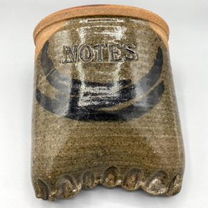 Rustic Studio Pottery “Notes” Wall Pocket,  Vintage Stoneware Farmhouse Kitchen Wall Pocket