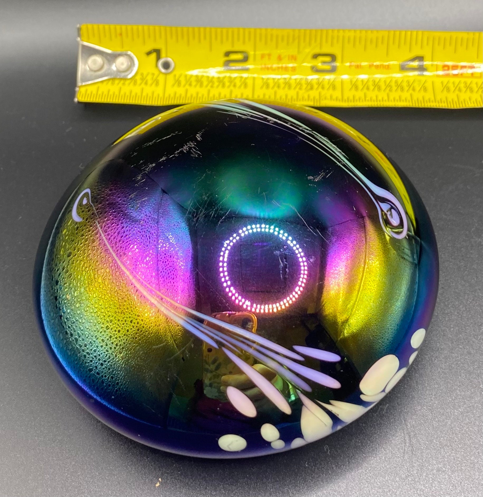 Iridescent Oil Slick Glass Paperweight, Rainbow Colored Art Glass - Etsy