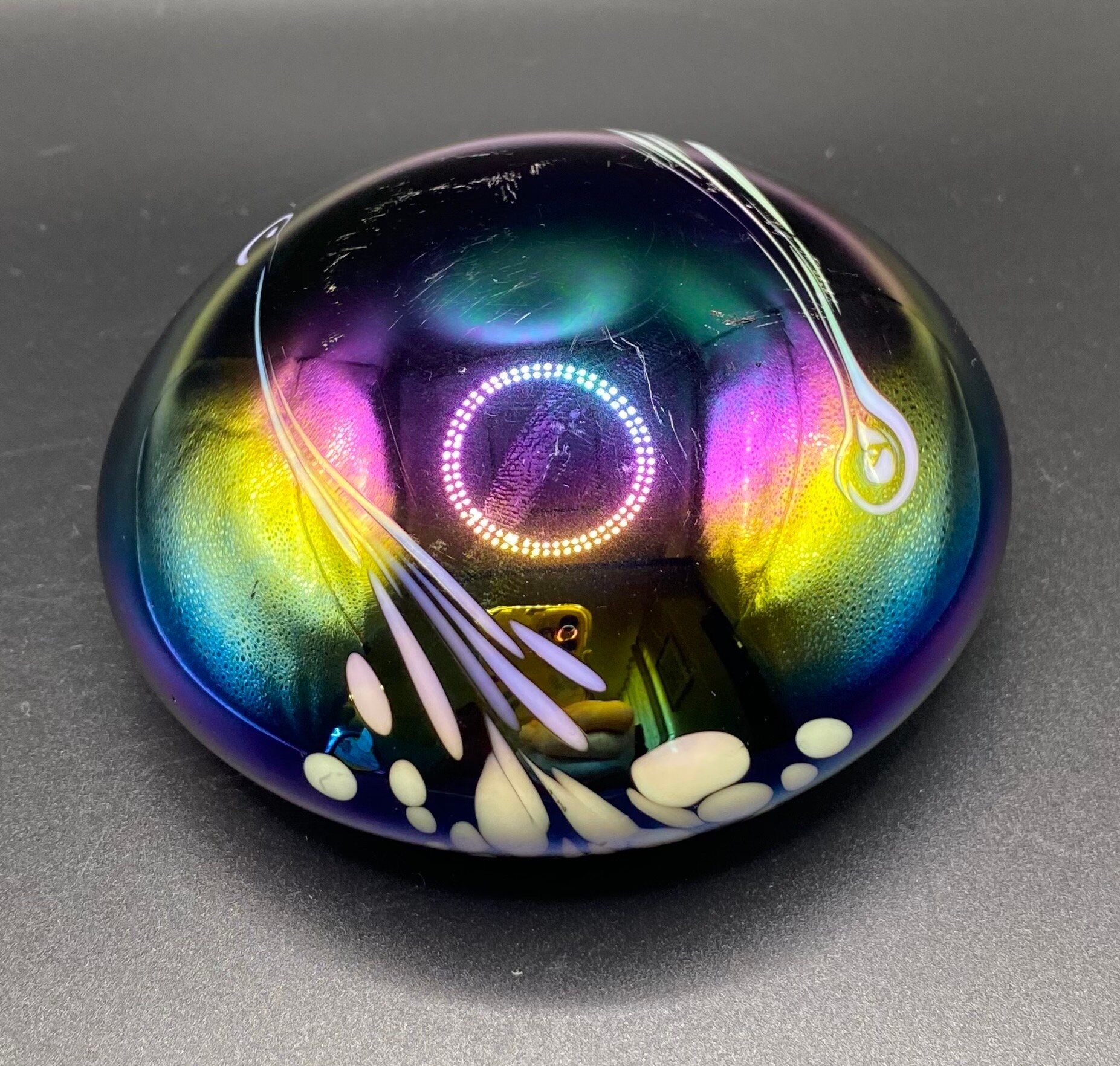 Iridescent Oil Slick Glass Paperweight, Rainbow Colored Art Glass - Etsy