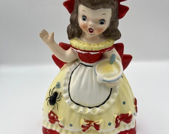Little Miss Muffet Vintage 1956 Napco Figurine Planter Flower Vase