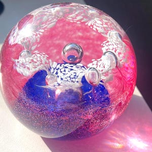 Vintage Caithness Glass Paperweight Blue Splash Marked and Numbered
