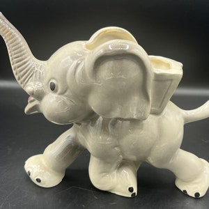 Vintage Ceramic Grey Elephant Rempel Planter