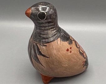 Vintage Tonalá Pottery Bird Figurine, Hand Painted Mexican Folk Art, Rustic Clay Bird Sculpture, Boho Southwestern