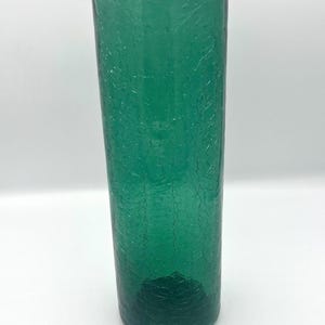 Blenko Emerald Green Crackle Glass Hurricane, Vintage
