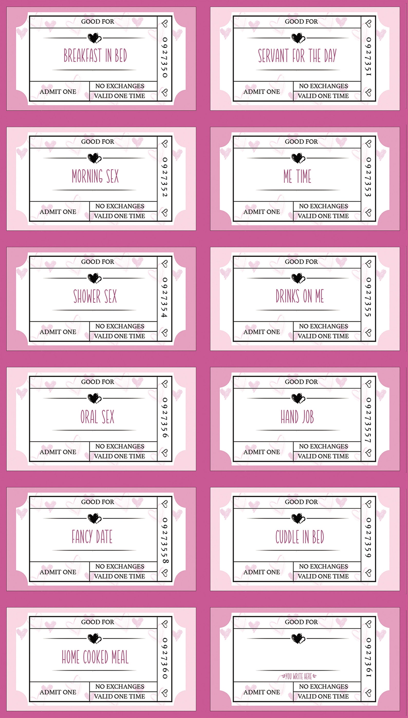 24 Naughty Love Coupons Printable Romantic Gift (PDF) Etsy
