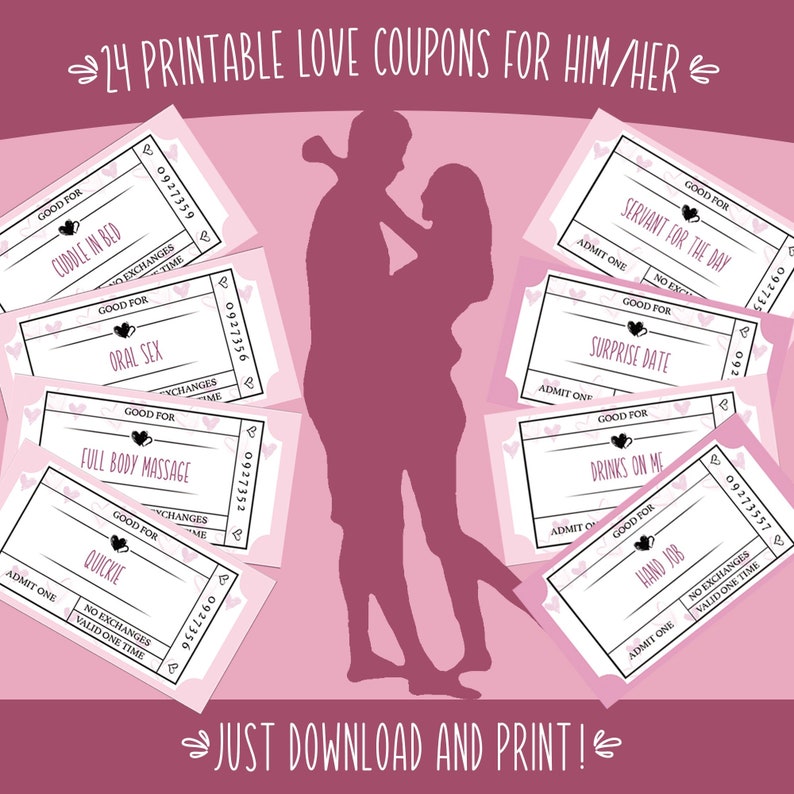 24 Naughty Love-coupons | Afdrukbaar romantisch cadeau (pdf) afbeelding 1