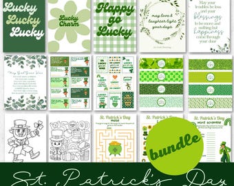 St. Patrick's Day-activiteitenboekenbundel | Decoraties, spelletjes, kleurplaten (pdf)