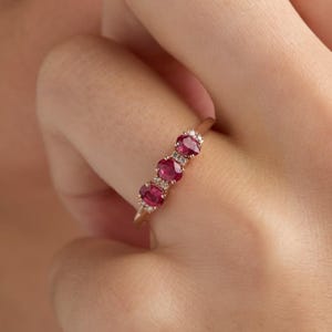 Ruby Diamond Ring • Minimalist Gemstone Ring • Dainty Promise Ring • Engagement Gift