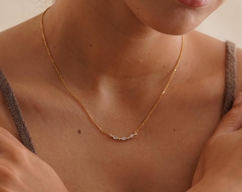 Dainty Marquise Diamond Pendant Necklace • 925 Sterling Silver