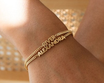 Custom Name Curb Chain Bracelet by Pashi Minimalist - Minimal Personalized Name Jewelry - Birthday Gift for Her *NELLY BRACELET*