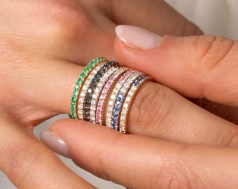14 Karat Gold Gold Stapelring, zierlicher Geburtsstein Ring, zierlicher Geburtsstein Ring, zierlicher Ring, Geschenk zum Jahrestag