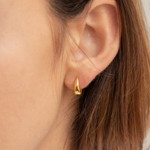 Minimalist Gold Hoop Earrings: 925 Sterling Silver Hinged Huggies