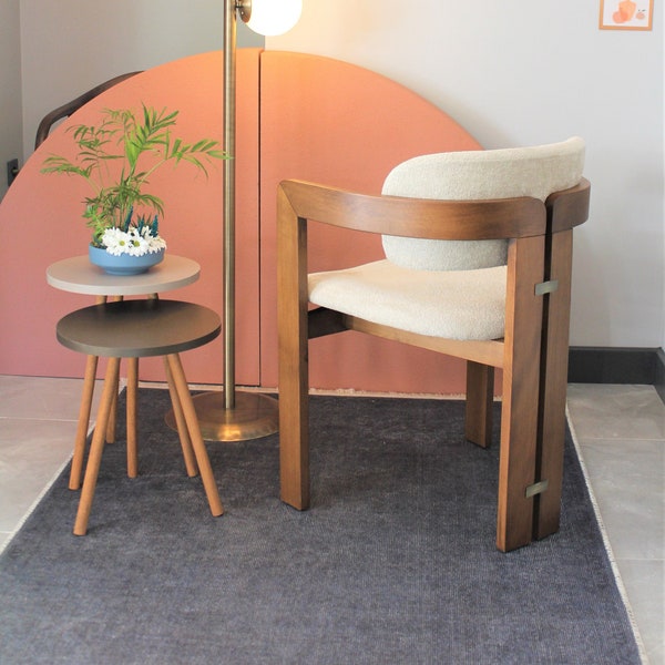 Modern style dining chair, Made of hornbeam wood, Produced by hand, Custom color and fabric options are available.