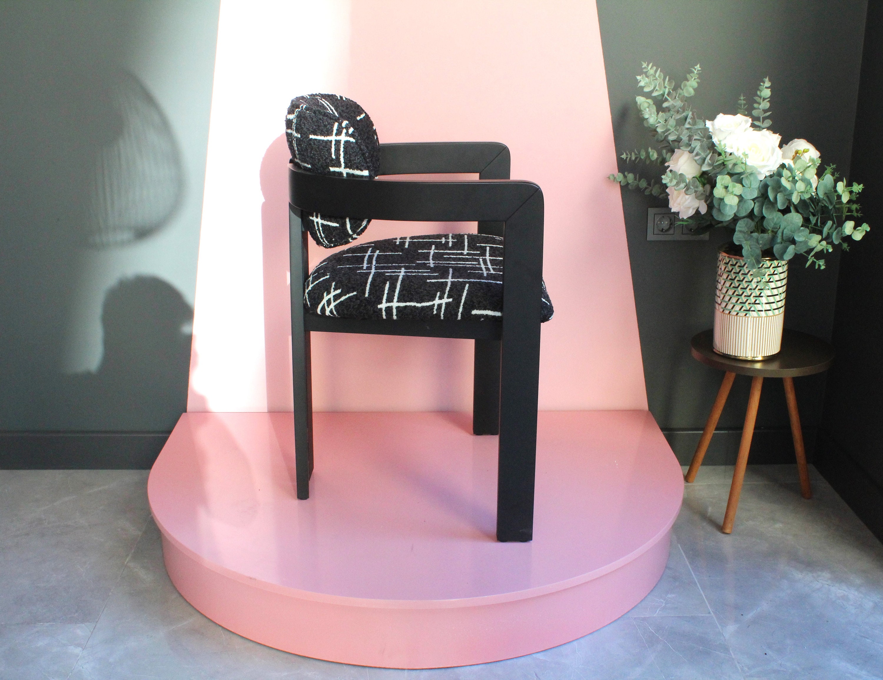 Modern Upholstered Dining Chairs, Completely Handmade, Boucle