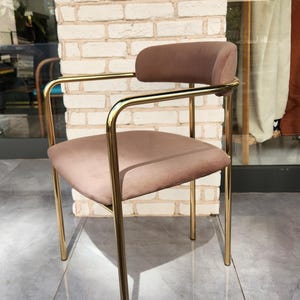 Arms Brass Metal Legs Dining Chair, Perfect Furniture for Living Room, Dining Room Decoration, Home Decoration, Interior Design