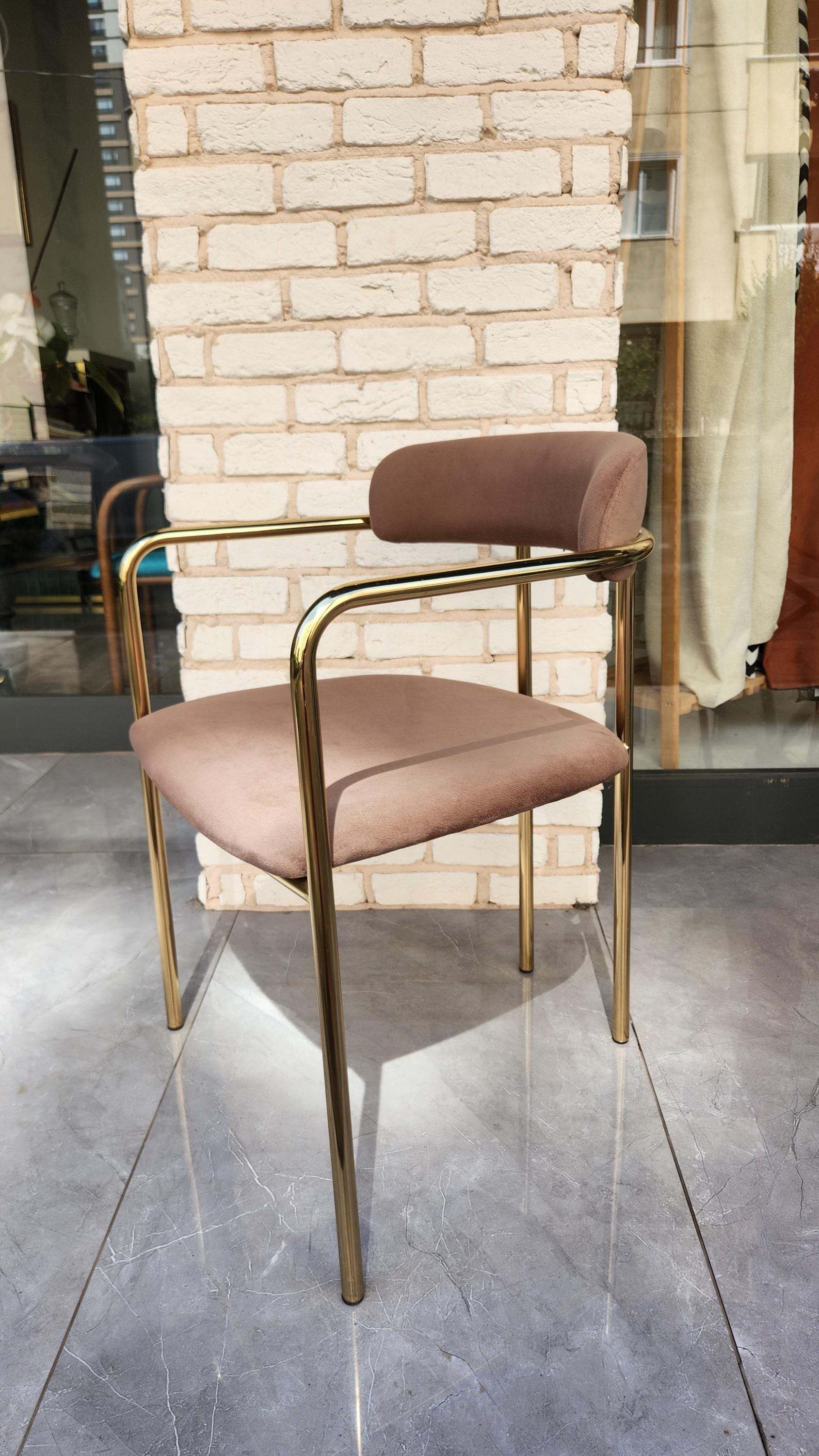 Arms Brass Metal Legs Dining Chair, Perfect Furniture for Living Room, Dining Room Decoration, Home Decoration, Interior Design