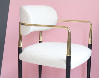 Dining Chair Brass Metal Arms, Chairs for Living Room, Chairs for Dining Room, With Upholstery