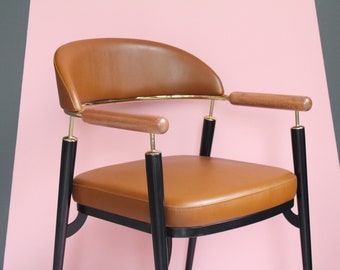 Dining Chair Brass Metal Arms, Chairs for Living Room, Chairs for Dining Room, With Upholstery