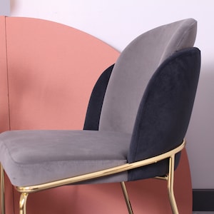 Half Arm Brass Metal Legs, Dining Chair, Perfect Furniture for Living Room, Dining Room Decoration, Home Decoration, Velvet Chair