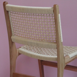 Rope weave Mid-Century Modern, Dining chair, Kitchen, Living room, Wood, Wicker, Office Chair, Home decoration, Interior design