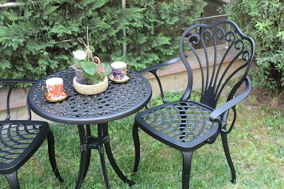 Vintage Garden Bistro Table Set Outdoor Furniture Weatherproof Patio Table and Chairs Patio Furniture Retro Chair Etsy UK