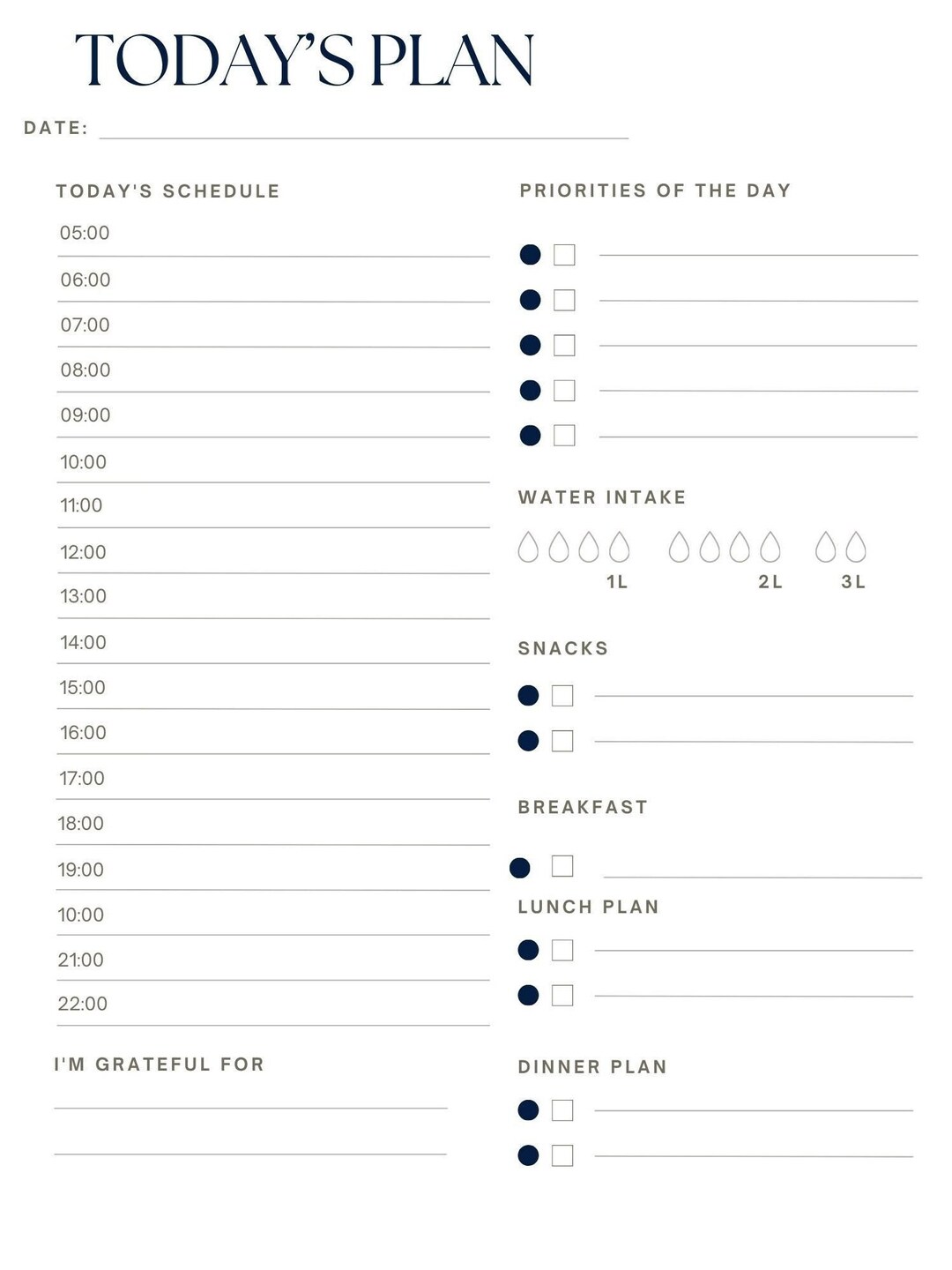 Today's Planning Template for the Busy Schedule - Etsy