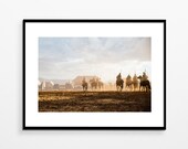 Poster travel horses sunset Morocco print decorative art