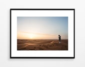 Travel painting Desert dune sand Sahara Algeria sunset Decorative art print