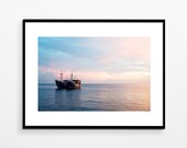 Table travel boat Sulawesi island Indonesia sunset Decorative art print