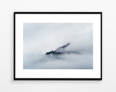 Table travel mountain fjord mist Iceland Decorative art print
