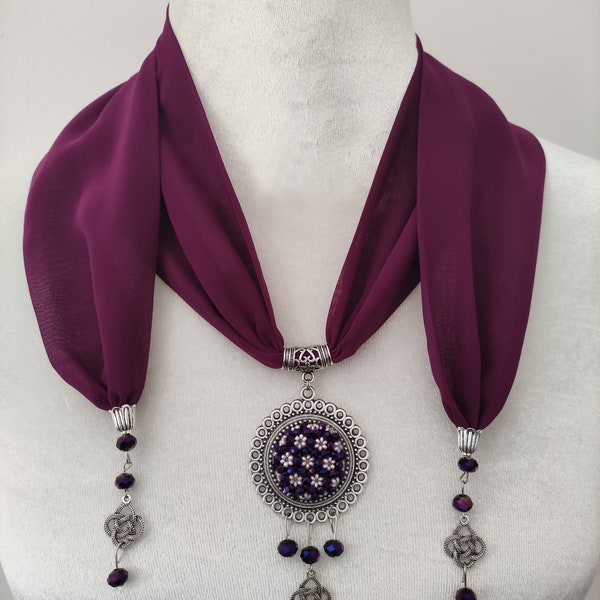 Embroidered Plum Blossom Women Silk Scarf Shawl
