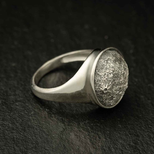 Bague en argent pleine lune - Bague en argent sterling signée paysage lune