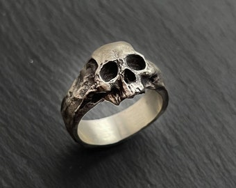 Small skull silver ring- sterling silver 925 skull -half jaw skull band