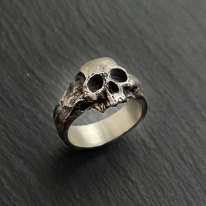 Small skull silver ring- sterling silver 925 skull -half jaw skull band