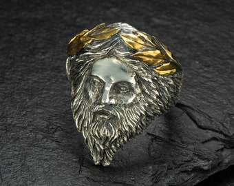 Anillo Zeus-Anillo de plata con un baño de oro de 24k-Anillo Júpiter