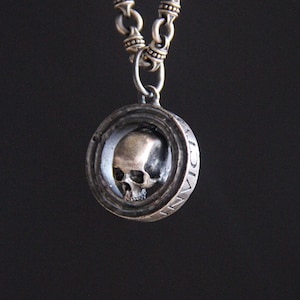 INVICTUS sterling silver pendant-Engraved INVICTVS Circle Silver Pendant - Timeless Symbol of Strength and Resilience- Skull pendant